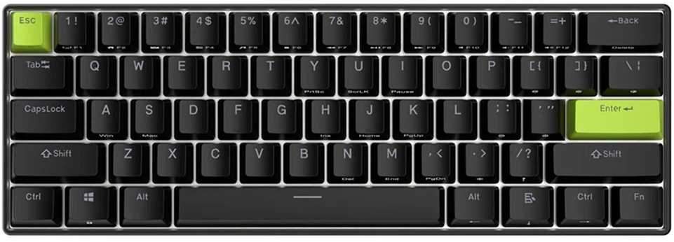 Royal Kludge RK C61 HE - US išdėstymas - Mint Magnetic Switches - Juodas Žalias (Juoda) Magnetinė Žaidimų Klaviatūra