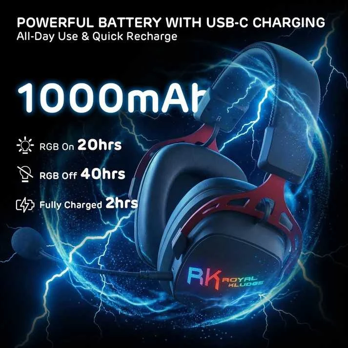 Royal Kludge HG103 belaidės ausinės | 2.4G, BT, 3.5mm | Cyborg Baltas
