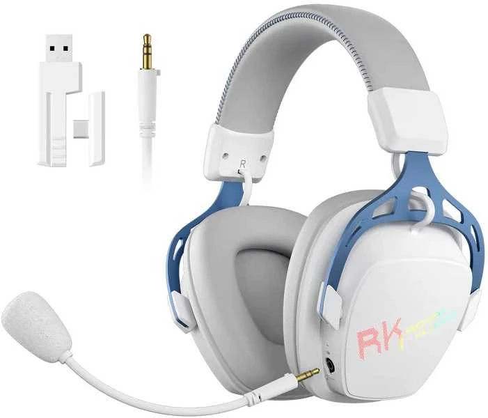 Royal Kludge HG103 belaidės ausinės | 2.4G, BT, 3.5mm | Cyborg Baltas