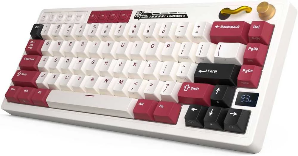 Royal Kludge M65 RGB Famicom klaviatūra | 60%, karšto keitimo, kreminės spalvos jungikliai, JAV