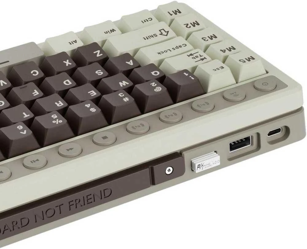 Royal Kludge M70 RGB Mocha Pilkas belaidė klaviatūra | 75%, Hot-swap, Creamy switches, US