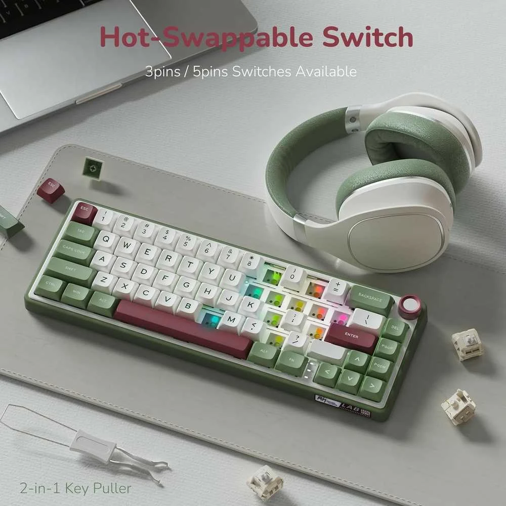Royal Kludge R65 RGB Žalias sand laidinė mechaninė klaviatūra | 60%, Chartreuse switches, US