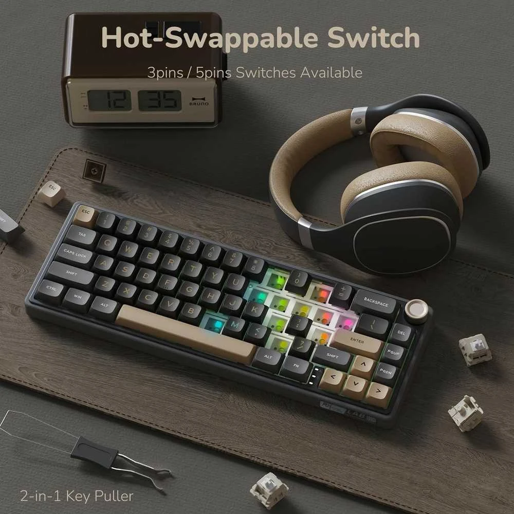 Royal Kludge R65 RGB Phantom laidinė mechaninė klaviatūra | 60%, Chartreuse switches, US