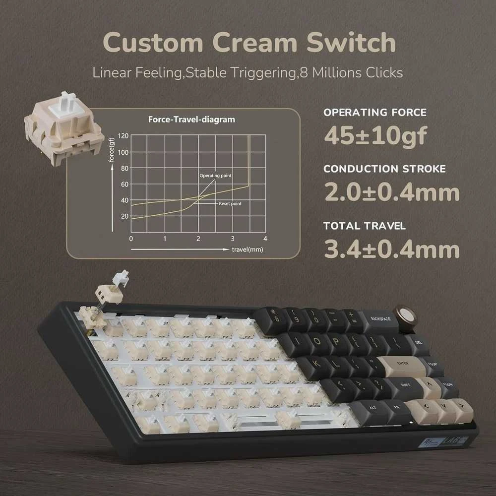 Royal Kludge R65 RGB Phantom laidinė mechaninė klaviatūra | 60%, Chartreuse switches, US