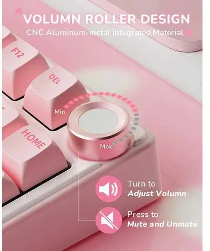 Royal Kludge R75 RGB Rožinė Melody laidinė klaviatūra | 75%, Hot-swap, Kremas switches, US