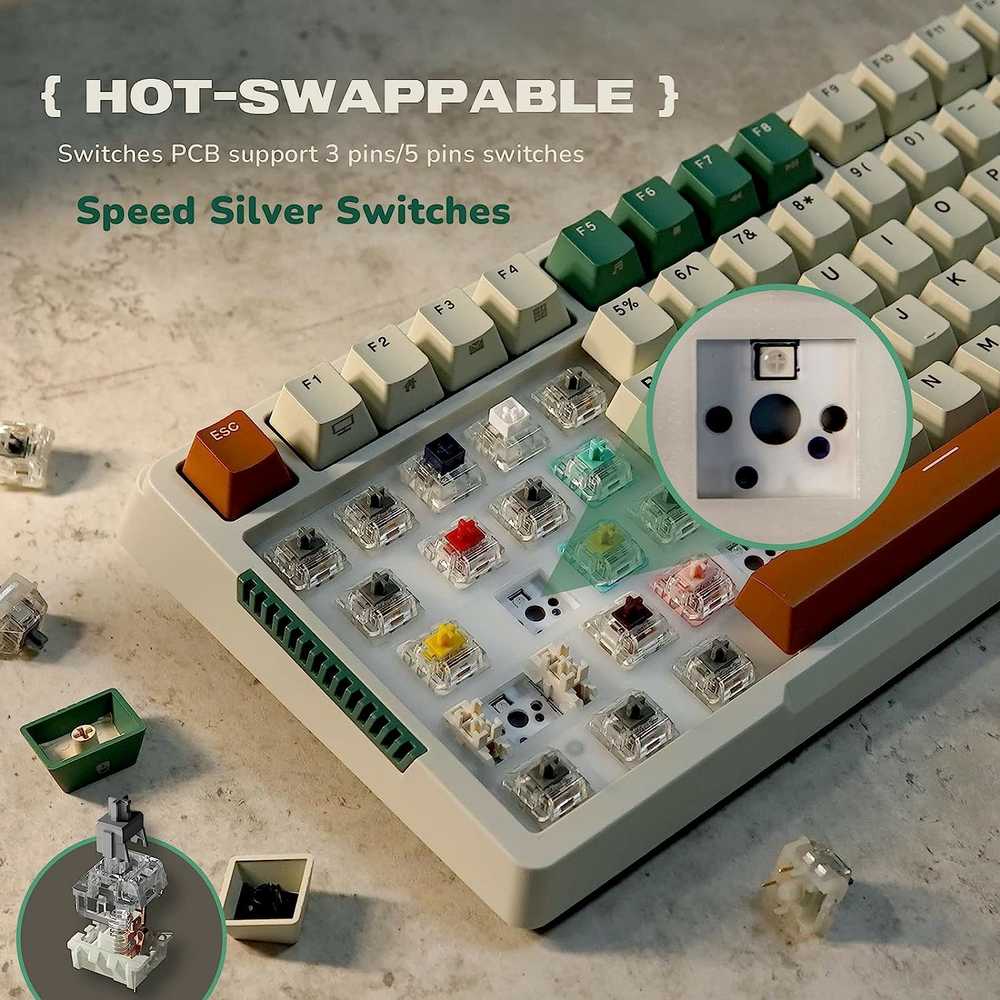 Royal Kludge RH81 Time machine belaidė mechaninė klaviatūra | 75% Hot-swap, RGB, Brown Switches, US