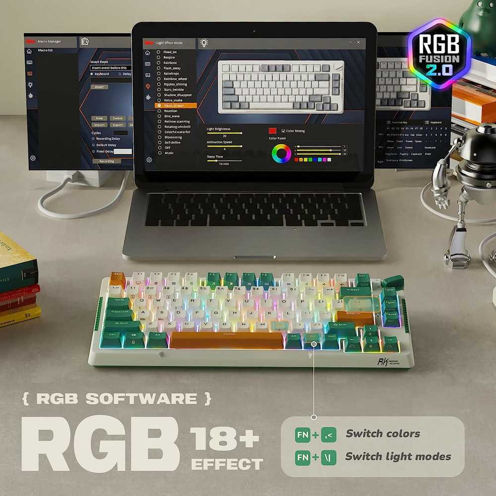 Royal Kludge RH81 Time machine belaidė mechaninė klaviatūra | 75% Hot-swap, RGB, Brown Switches, US