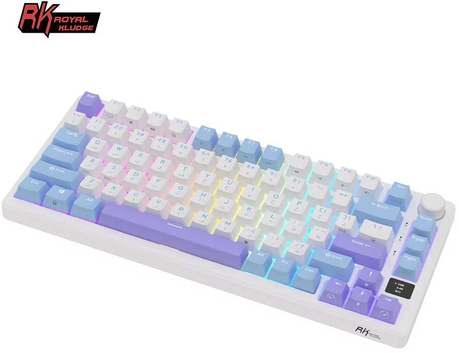 Royal Kludge RK M75 RGB Taro Milk belaidė klaviatūra | 75%, Hot-swap, Brown switches, US