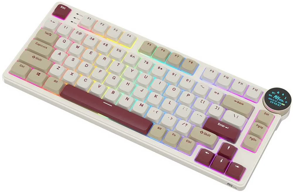 Royal Kludge RK N80 RGB Rosy Clouds belaidė klaviatūra |75%, Hot-swap, Raudona switches, US