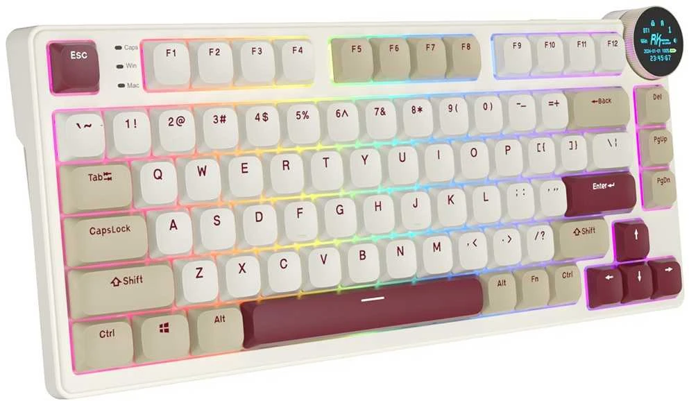 Royal Kludge RK N80 RGB Rosy Clouds klaviatūra |75%, Hot-swap, rudi jungikliai, JAV