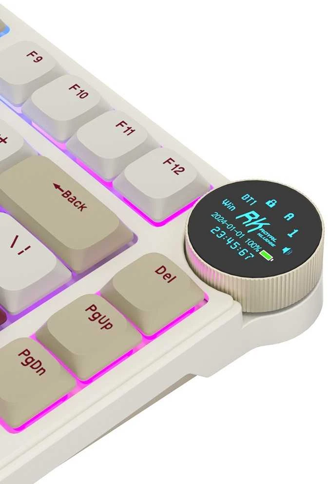 Royal Kludge RK N80 RGB Rosy Clouds klaviatūra |75%, Hot-swap, rudi jungikliai, JAV
