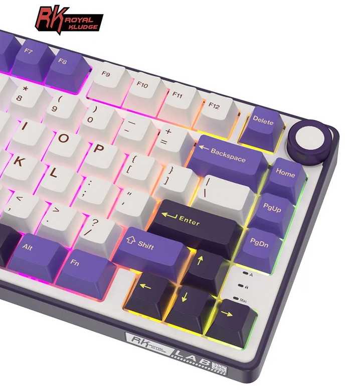 Royal Kludge RK R75 RGB Blackberry laidinė klaviatūra | 75%, Hot-swap, Brown switches, US