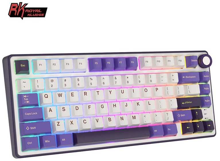 Royal Kludge RK R75 RGB Blackberry laidinė klaviatūra | 75%, Hot-swap, Mėlyna switches, US
