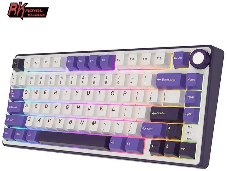 Royal Kludge RK R75 RGB Blackberry laidinė klaviatūra | 75%, Hot-swap, Mėlyna switches, US