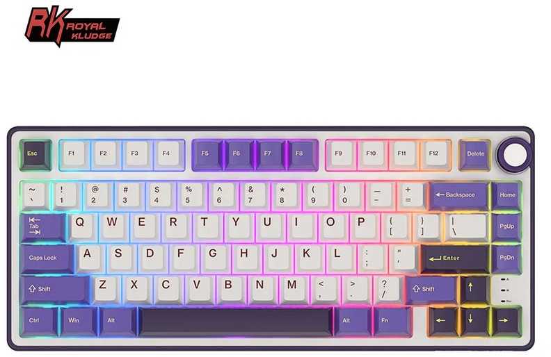 Royal Kludge RK R75 RGB Blackberry laidinė klaviatūra | 75%, Hot-swap, Brown switches, US