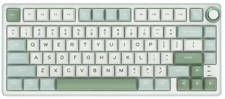 Royal Kludge RK R75 RGB Sky Cyan laidinė klaviatūra | 75%, Hot-swap, Mėlyna switches, US