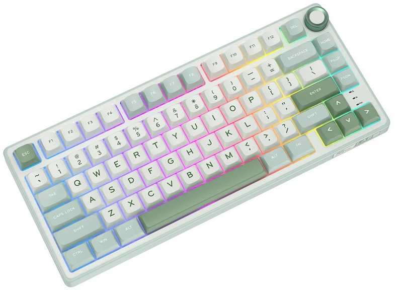 Royal Kludge RK R75 RGB Sky Cyan laidinė klaviatūra | 75%, Hot-swap, Mėlyna switches, US