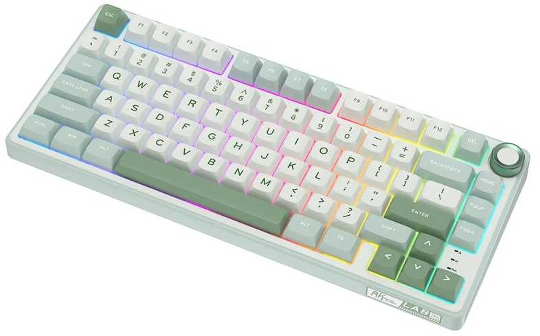 Royal Kludge RK R75 RGB Sky Cyan laidinė klaviatūra | 75%, Hot-swap, Mėlyna switches, US