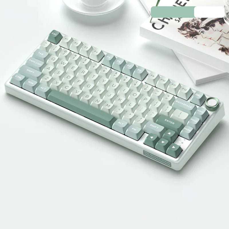 Royal Kludge RK R75 RGB Sky Cyan laidinė klaviatūra | 75%, Hot-swap, Mėlyna switches, US