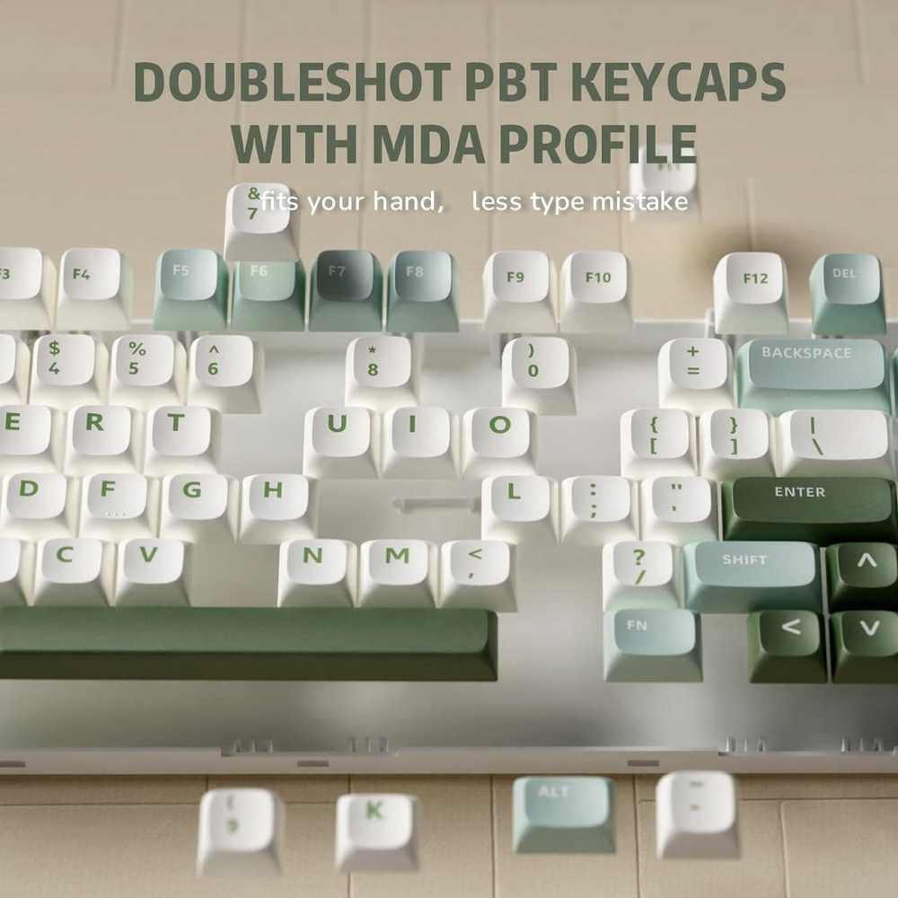 Royal Kludge RK R75 RGB Sky Cyan laidinė klaviatūra | 75%, Hot-swap, Mėlyna switches, US