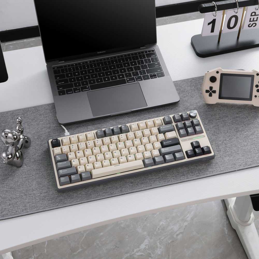 Royal Kludge RK R87 Pro - US išdėstymas - Hot-Swappable Brown Switches - Pilkas (Pilka) Mechaninė Žaidimų Klaviatūra