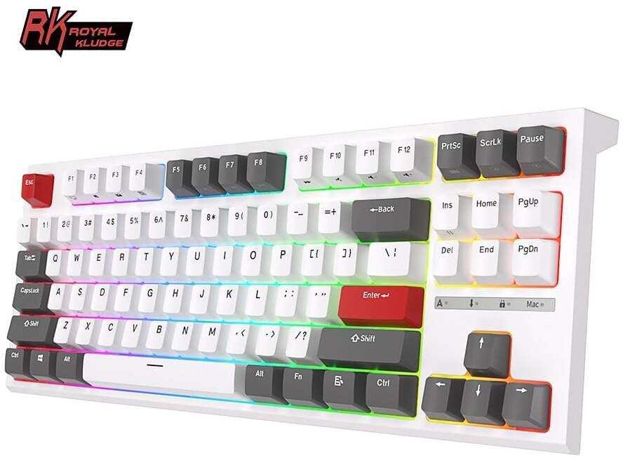 Žaidimų Klaviatūra Royal Kludge RK R87 TKL - US išdėstymas - Raudona Switches - baltos spalvos