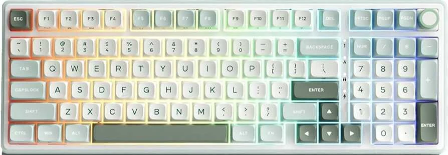 Royal Kludge RK-R98 RGB Sky Cyan laidinė klaviatūra | 96%, Hot-swap, Kreminis switches, US