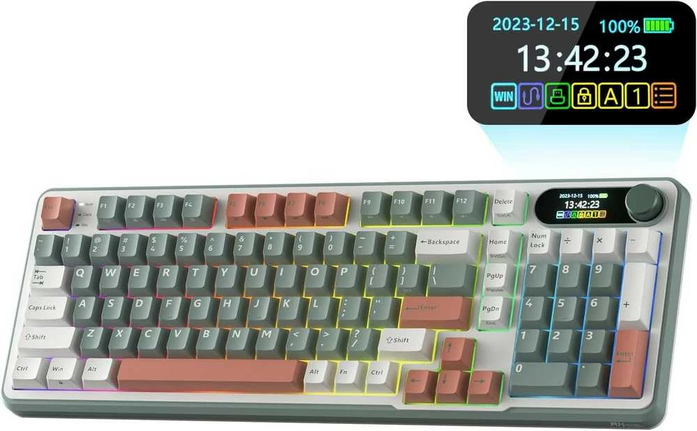 Royal Kludge RK-S98 Camping belaidė klaviatūra | 96%, Hot-swap, Chartreuse switches, US