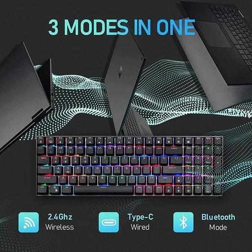 Royal Kludge RK100 juoda belaidė klaviatūra | 96%, Hot-swap, Brown Switches, US