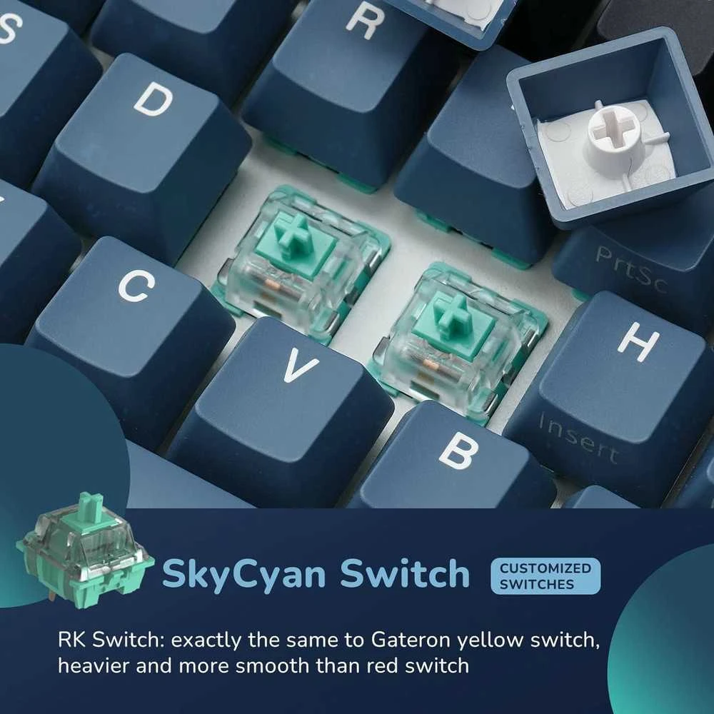 Royal Kludge RK61 Plus RGB Indigo belaidė klaviatūra | 60%, Hot-swap, SkyCyan switches, US