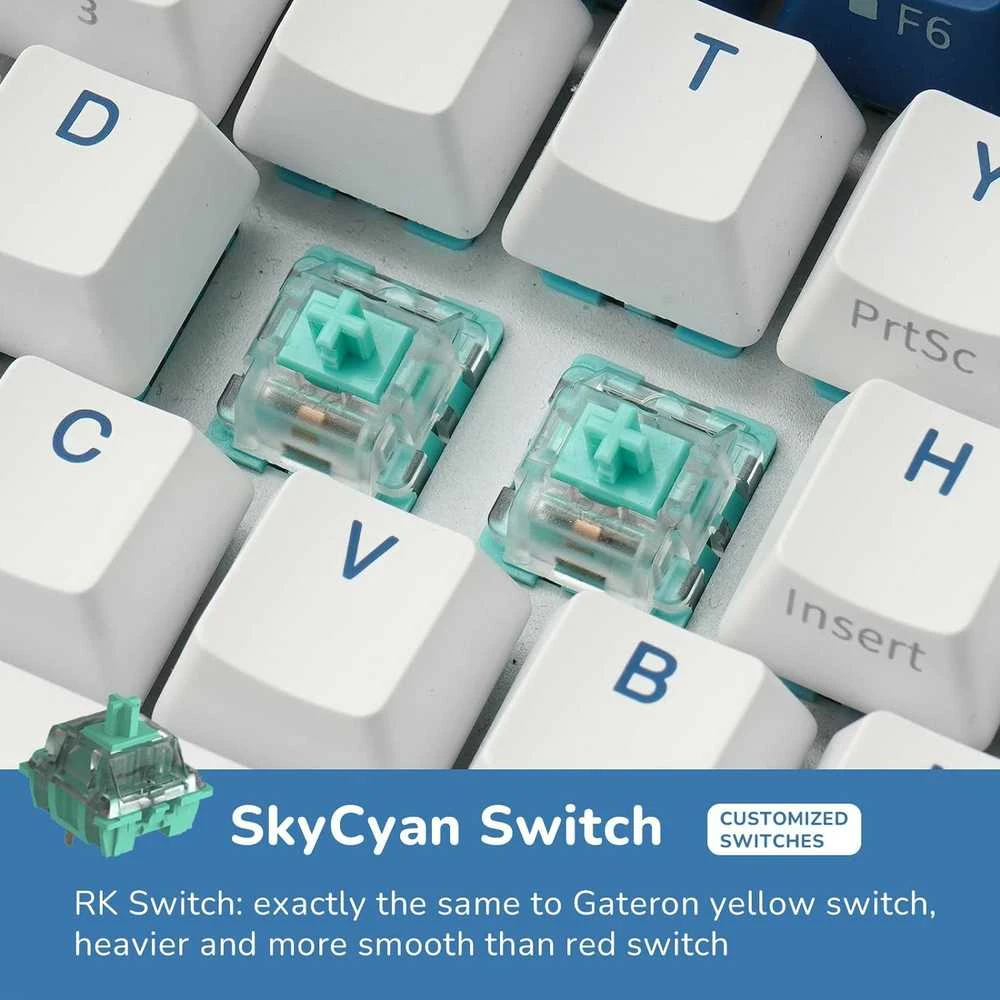 Royal Kludge RK61 Plus RGB Klein Mėlyna belaidė klaviatūra | 60%, Hot-swap, SkyCyan switches, US