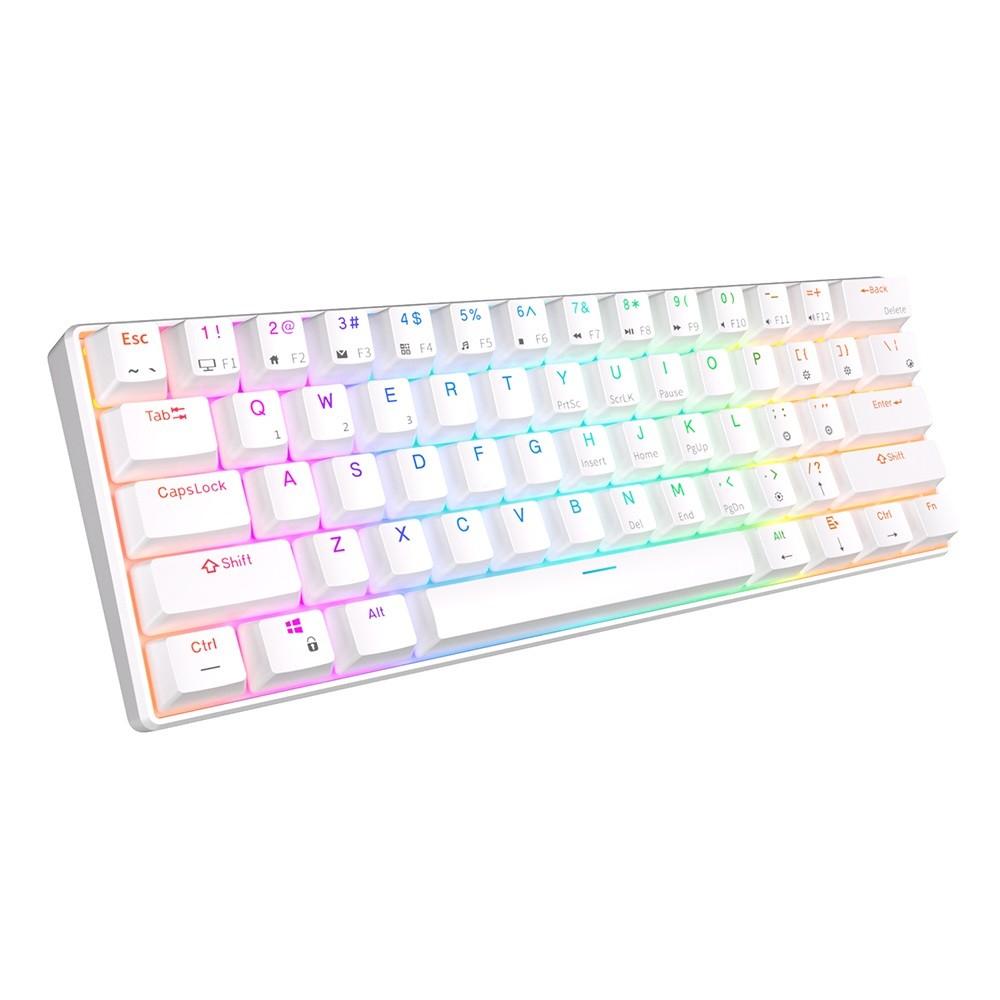 Royal Kludge RK61 klaviatūra | 60%, Hot-swap, Mėlyna Switches, US, balta
