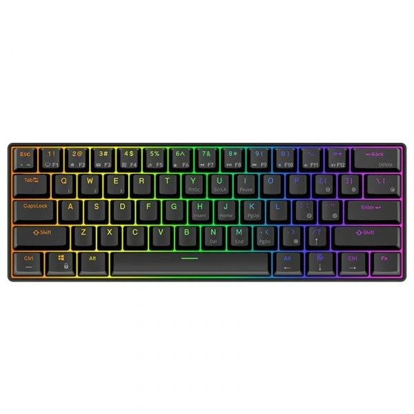 Royal Kludge RK61 klaviatūra | 60%, Hot-swap, Raudona Switches, US, juoda