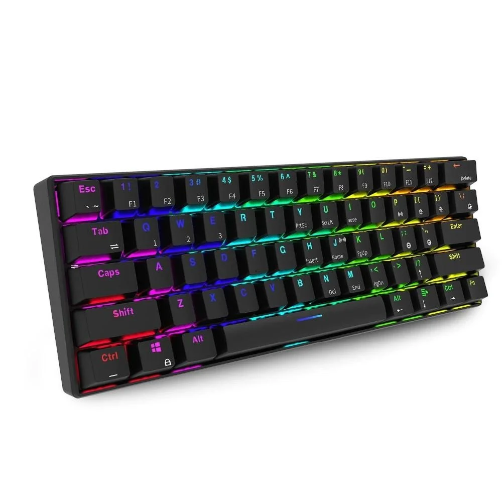 Royal Kludge RK61 klaviatūra | 60%, Hot-swap, Mėlyna Switches, US, juoda