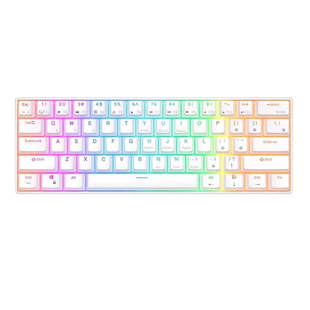 Royal Kludge RK61 klaviatūra | 60%, Hot-swap, Mėlyna Switches, US, balta
