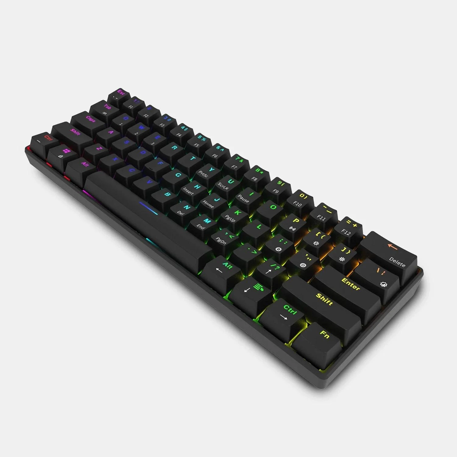 Royal Kludge RK61 klaviatūra | 60%, Hot-swap, Raudona Switches, US, juoda