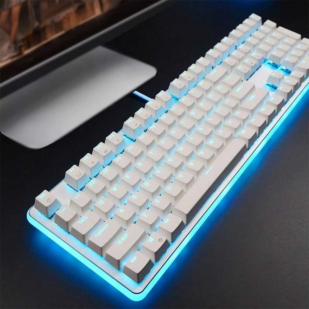 Royal Kludge RK918 RGB balta laidinė mechaninė klaviatūra | 100%, Brown switches, US