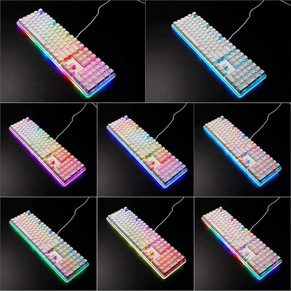 Royal Kludge RK918 RGB balta laidinė mechaninė klaviatūra | 100%, Raudona switches, US