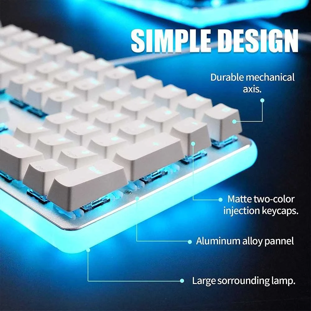 Royal Kludge RK918 RGB balta laidinė mechaninė klaviatūra | 100%, Raudona switches, US