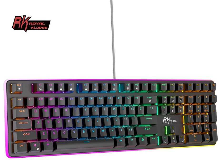 Royal Kludge RK918 RGB juoda laidinė mechaninė klaviatūra | 100%, Raudona switches, US