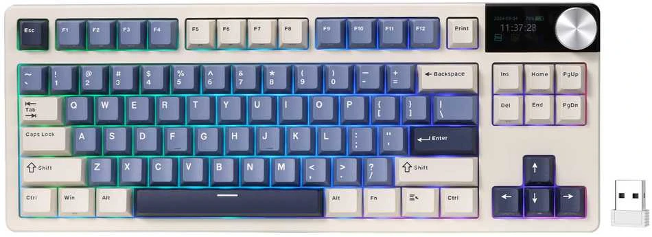 Royal Kludge S85 RGB Horizon Mėlyna belaidė klaviatūra| 80% TKL, Hot-swap, rusvai gelsvas switches, US