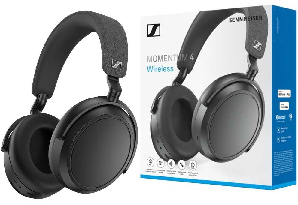 Belaidės ausinės Sennheiser Momentum Wireless 4 | ANC | Bluetooth 5.2 | Juodos