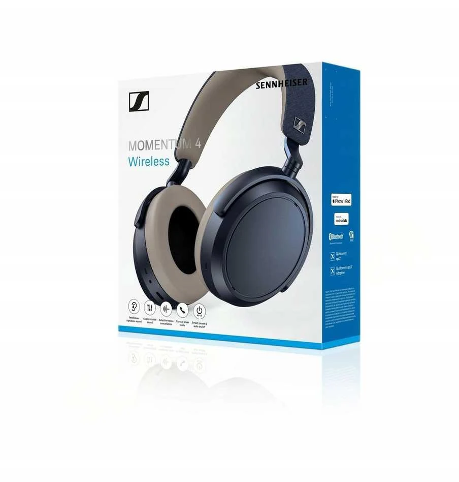 Belaidės ausinės Sennheiser Momentum Wireless 4 | ANC | Bluetooth 5.2 | Mėlynos