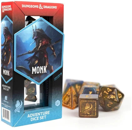 Sirius Dice Dungeons & Dragons Adventure Dice - Monk: Mėlyna / Gold