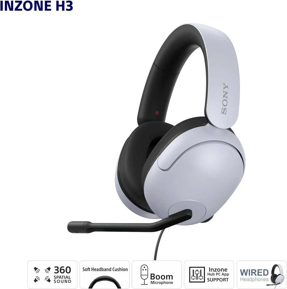 Laidinės žaidimų ausinės Sony INZONE H3, baltos