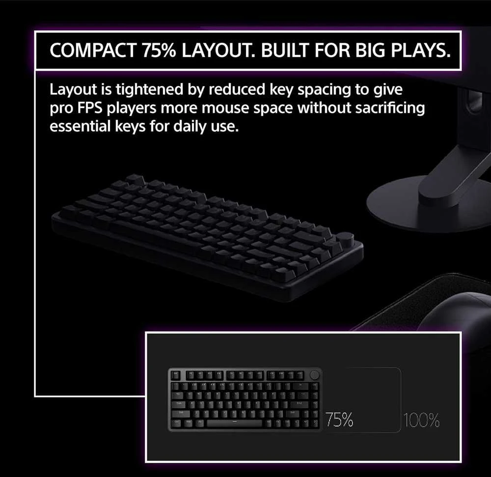 Klaviatūra žaidimams Sony INZONE KBD-H75 TKL US su laidu magnetyczna su pašvietimu juoda