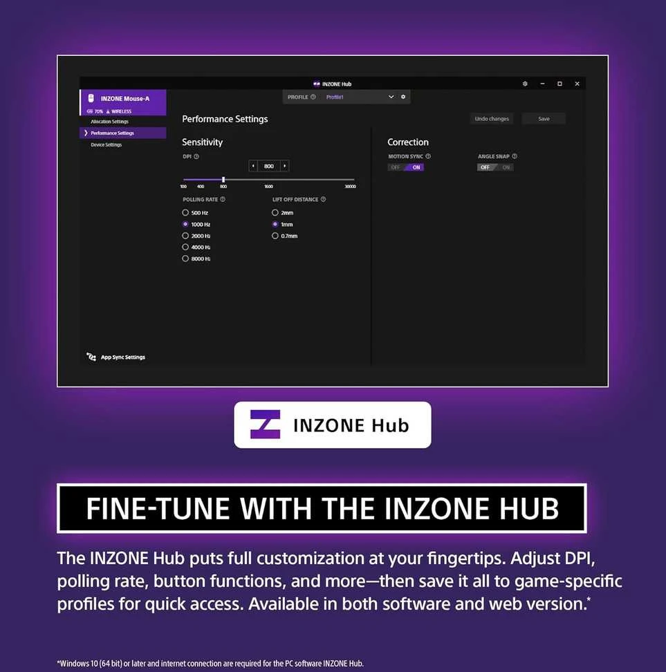 Myszka žaidimams Sony INZONE Pelė-A belaidė 30000 dpi optinė juoda