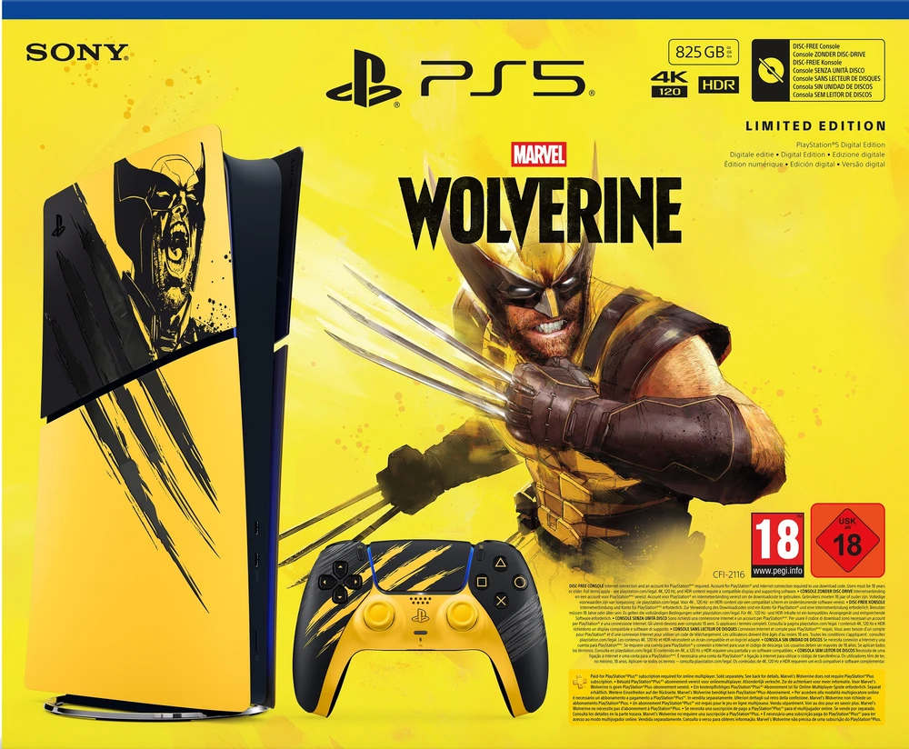 Sony PlayStation 5 SLIM žaidimų konsolė Marvel’s Wolverine Geltona Bundle (825 GB SSD, Digital)