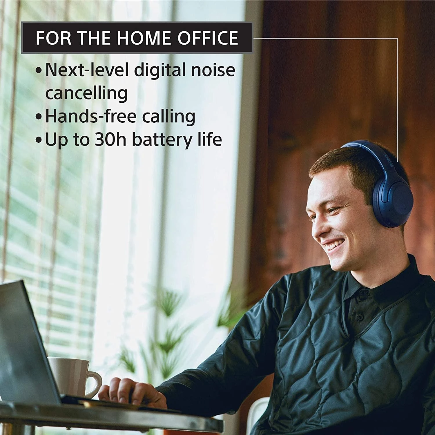 Sony WH-1000XM4 belaidės triukšmą slopinančios ausinės, Mėlynos
