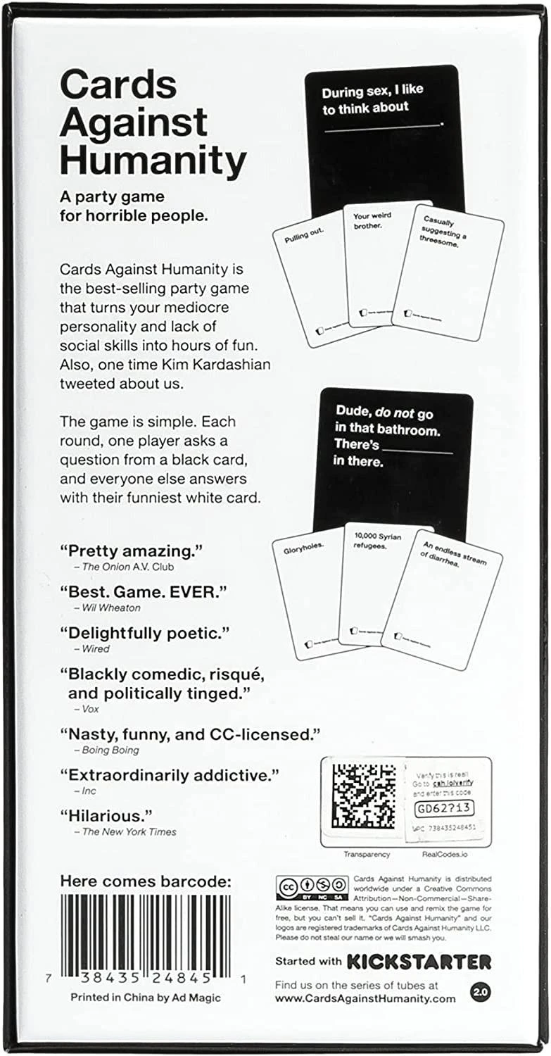 „Spilbræt Cards Against Humanity“ – tarptautinis leidimas